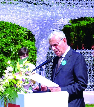 威尼斯2000基金会主席朱利亚诺·塞格莱在开幕式上致辞王治铉 摄